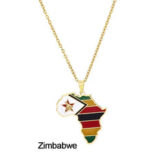 Continent Chic: African Map Geometric Pendant Necklace in Stainless Steel - Free Delivery Worldwide only at Flexi Africa