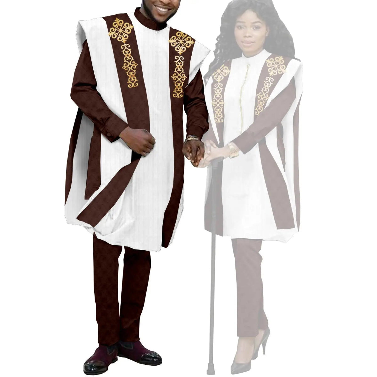 Couples Agbada Set – Men’s Traditional 3PC Suit & Women’s Matching Outfit - Free Delivery Worldwide only at Flexi Africa