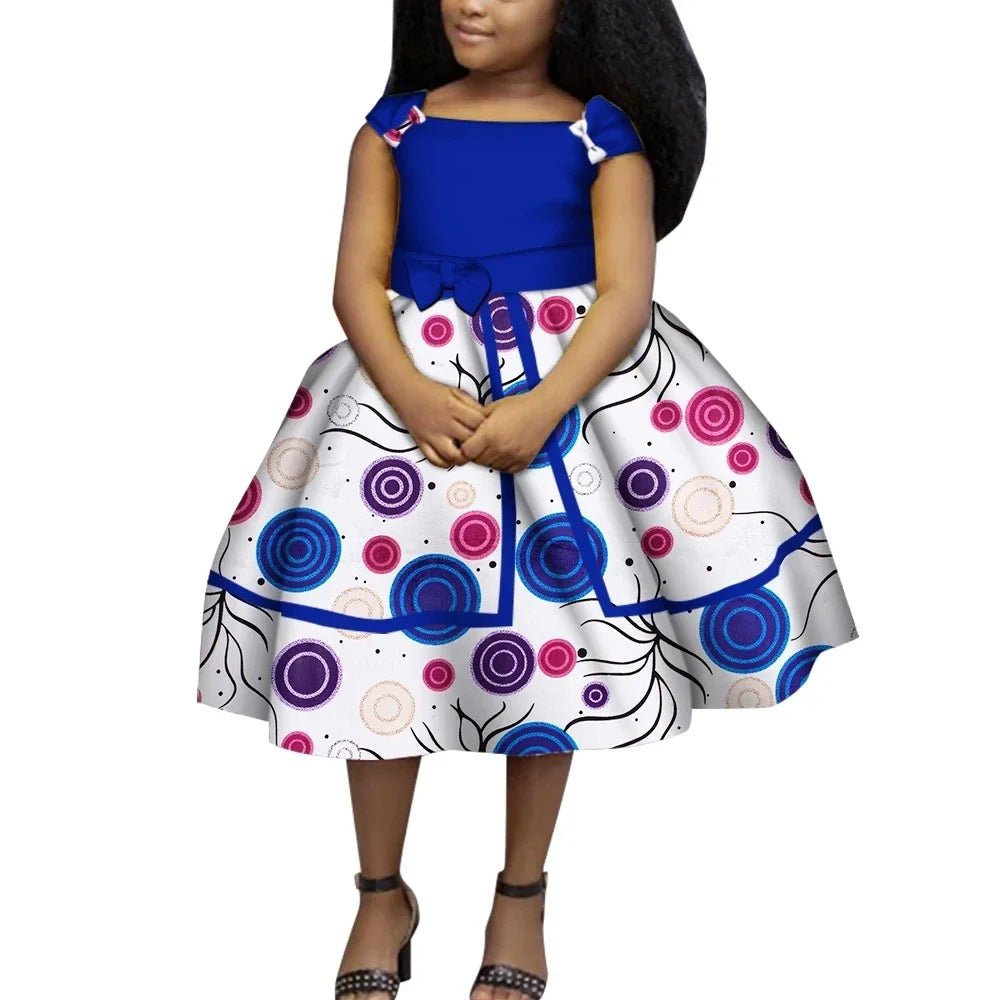 Cute Ankara Girls Dress – Bazin Riche African Print Bow Tie Party Outfit for Kids - Free Delivery Worldwide only at Flexi Africa