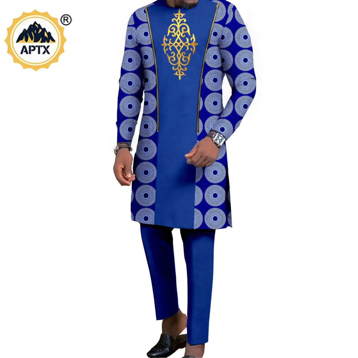 Dashiki African Couple Wedding Set – Women’s Mermaid Dress & Matching Men’s Bazin Riche Shirt and Pants - Free Delivery Worldwide only at Flexi Africa