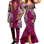 Dashiki African Couple Wedding Set – Women’s Mermaid Dress & Matching Men’s Bazin Riche Shirt and Pants - Free Delivery