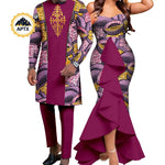 Dashiki African Couple Wedding Set – Women’s Mermaid Dress & Matching Men’s Bazin Riche Shirt and Pants - Free Delivery