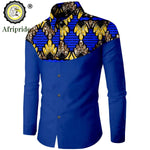 Dashiki African Men’s Long Sleeve Shirt – Ankara Print Single - Breasted Dress Shirt - Free Delivery Worldwide only at Flexi Africa
