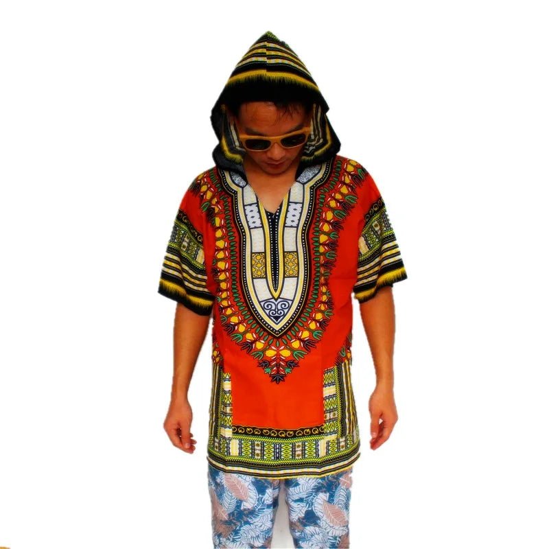 Dashiki-Inspired Hoodies: Relaxed Fit, Authentic African Dashiki Fabric, 100% Cotton, Unisex Fashion Kimono Hooded Attire