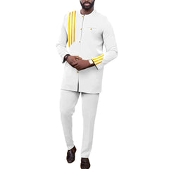 Dashiki Printed African Men's Suit Set: Single Breasted Top Coat and Trousers - Flexi Africa - www.flexiafrica.com FREE POST