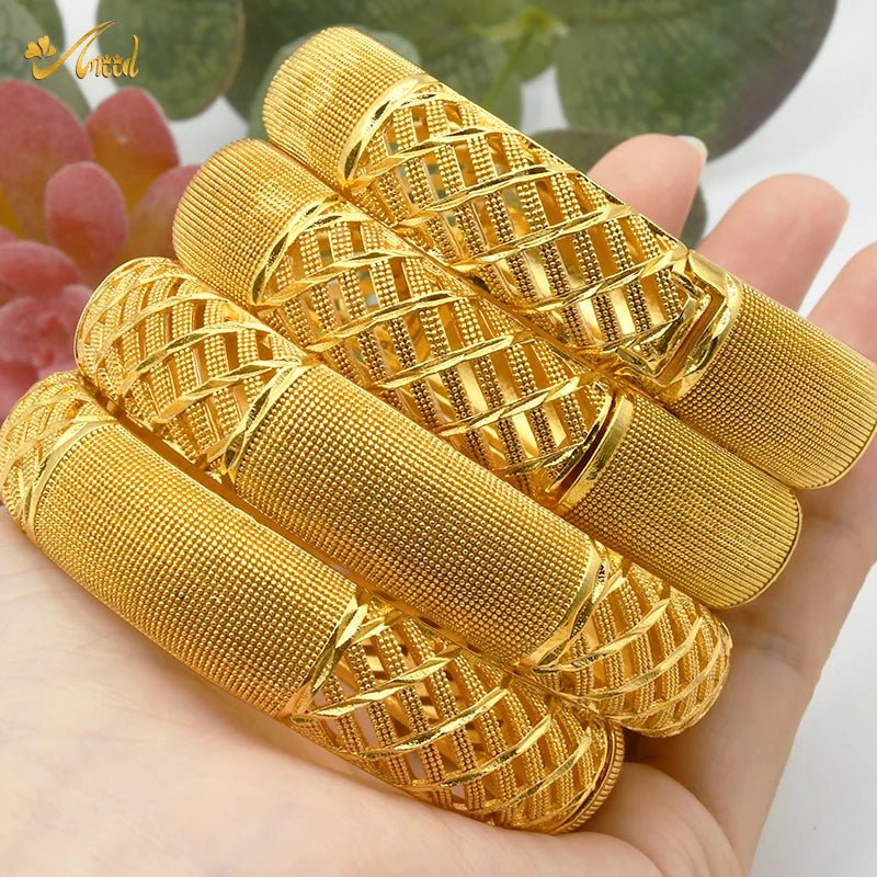 Designer African Bracelet: 24K Gold-Colored Bangles for Women, Luxury Wedding Jewelry - Flexi Africa - Flexi Africa offers Free Delivery Worldwide - Vibrant African traditional clothing showcasing bold prints and intricate designs