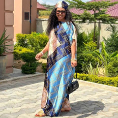 Dress Length:140cm Bust:160cm African Dashiki New Fashion Design long dress oversized Famous Brand Loose For Lady/women - Free Delivery Worldwide only at Flexi Africa