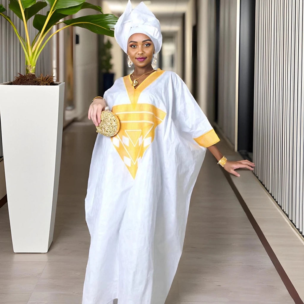 Elegant African Abaya Dress for Women – Embroidered Plus Size Church & Party Maxi Attire - Free Delivery Worldwide only at Flexi Africa
