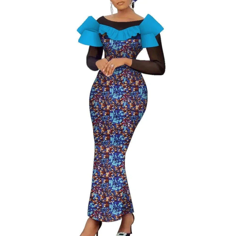 Elegant African Ankara Maxi Dress for Women – Traditional Dashiki Style - Free Delivery Worldwide only at Flexi Africa