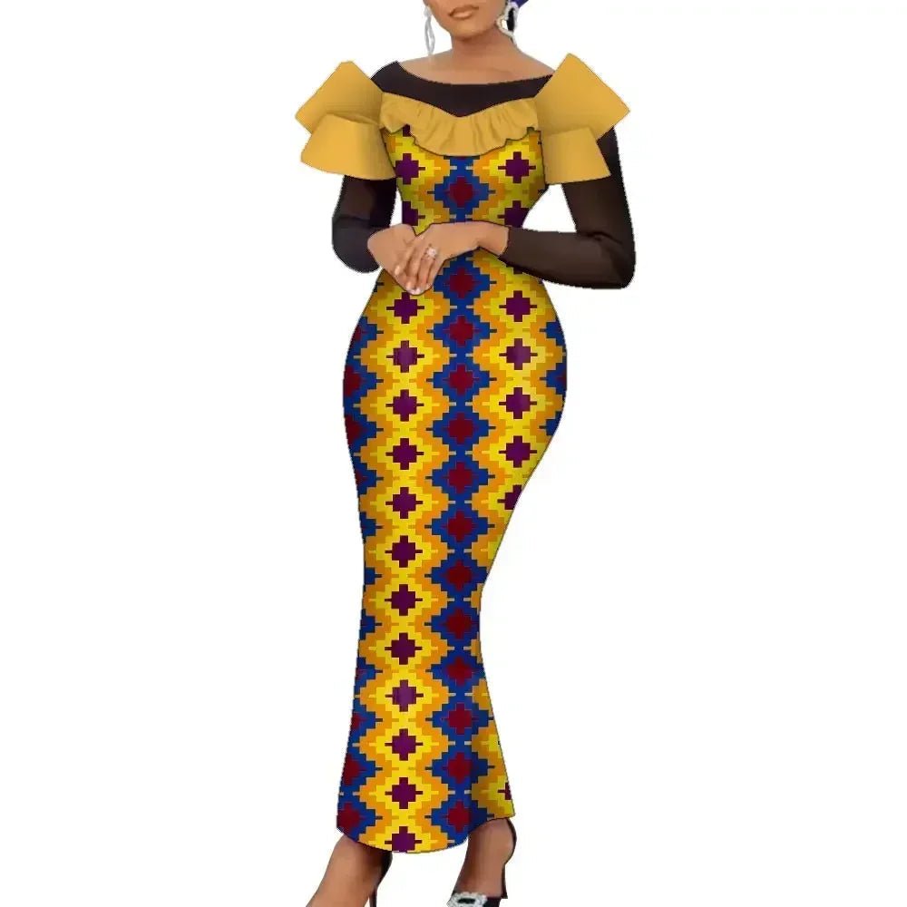 Elegant African Ankara Maxi Dress for Women – Traditional Dashiki Style - Free Delivery Worldwide only at Flexi Africa