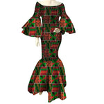 Elegant African Ankara Print Maxi Dress for Women with Ruffle Sleeves - Free Delivery Worldwide only at Flexi Africa