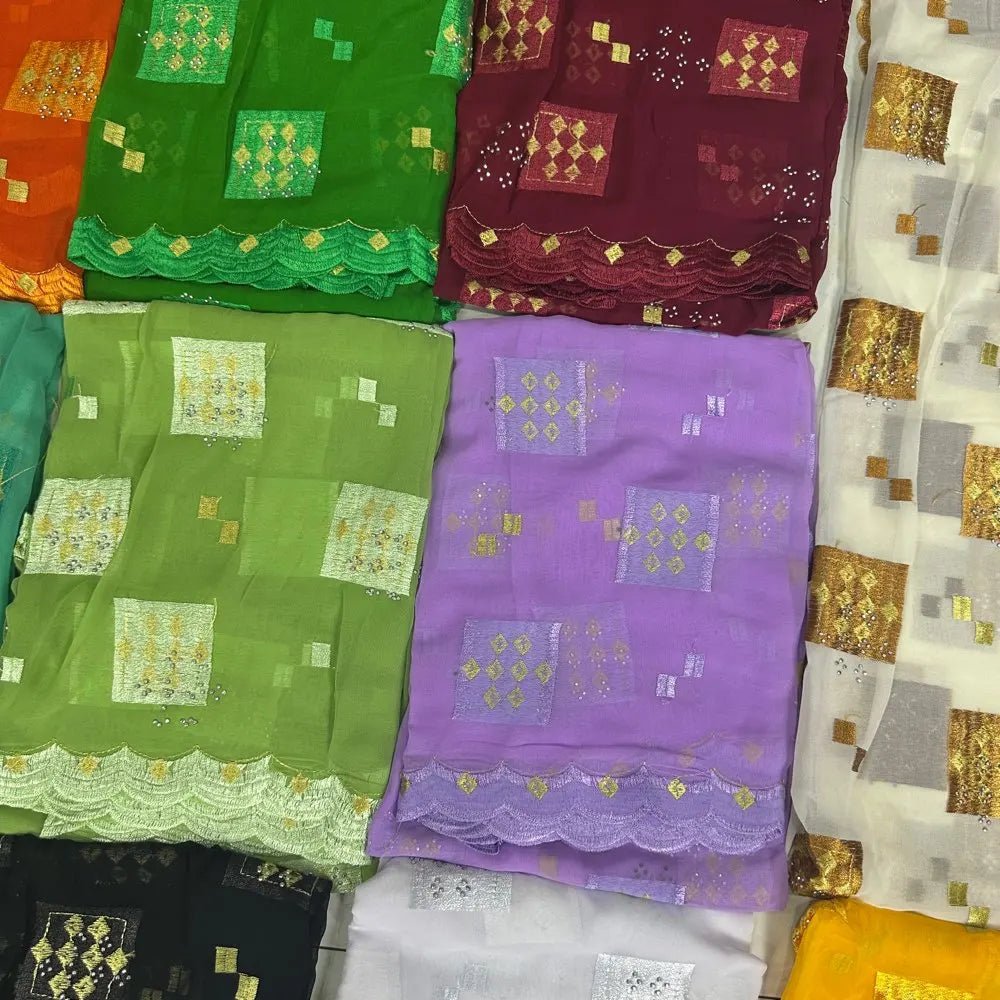 Elegant African Chiffon Hijab for Women – Embroidered Pashmina Shawl Headscarf - Free Delivery Worldwide only at Flexi Africa