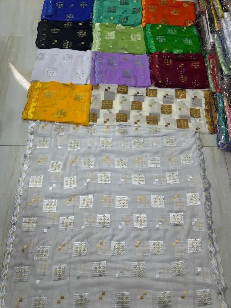 Elegant African Chiffon Hijab for Women – Embroidered Pashmina Shawl Headscarf - Free Delivery Worldwide only at Flexi Africa