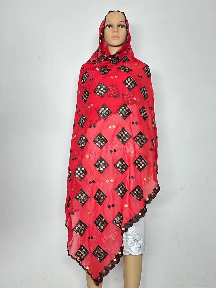 Elegant African Chiffon Hijab for Women – Embroidered Pashmina Shawl Headscarf - Free Delivery Worldwide only at Flexi Africa
