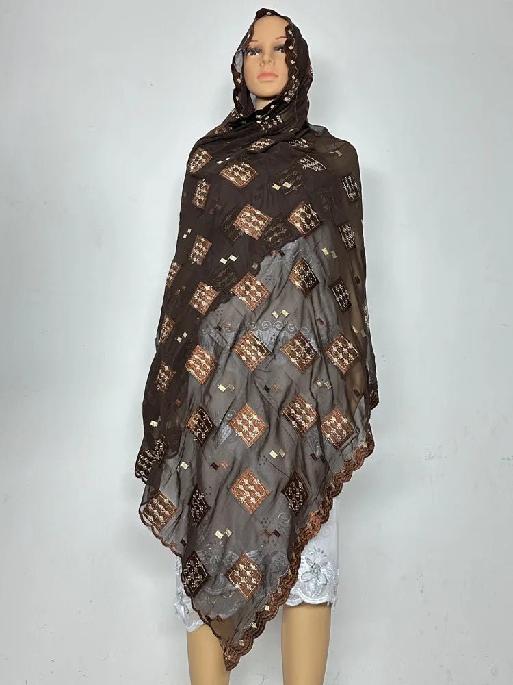 Elegant African Chiffon Hijab for Women – Embroidered Pashmina Shawl Headscarf - Free Delivery Worldwide only at Flexi Africa