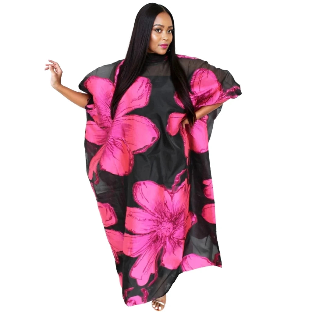 Elegant African Embroidered Abaya Dress for Women – Plus Size Modest Party & Church Attire - Free Delivery Worldwide only at Flexi Africa