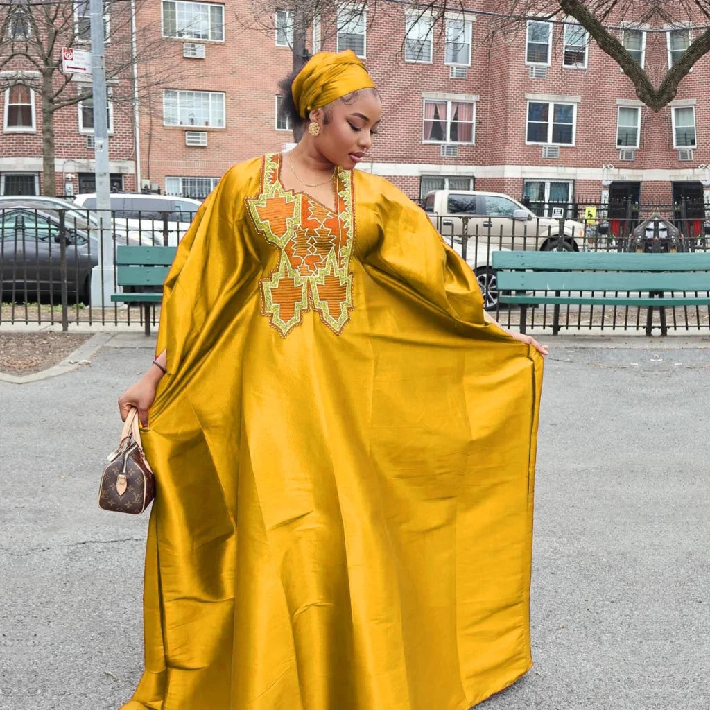 Elegant African Embroidered Abaya Dress for Women – Plus Size Occasion Wear - Free Delivery Worldwide only at Flexi Africa