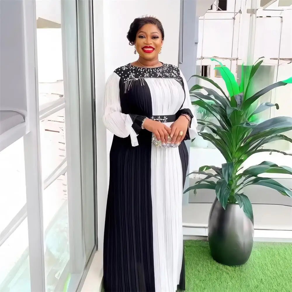 Elegant African Evening Gown for Women – Luxury Rhinestone Party Dress - Free Delivery Worldwide only at Flexi Africa