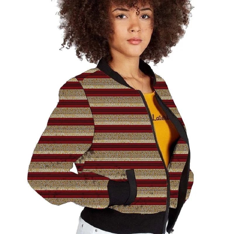 Elegant African-Inspired Women's Bomber Jacket: Colorful Statement Piece for Stylish Comfort - Flexi Africa - Flexi Africa offers Free Delivery Worldwide - Vibrant African traditional clothing showcasing bold prints and intricate designs