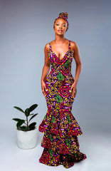 Elegant African Print Jemima Dress | Kente & Ankara Fashion - Free Delivery Worldwide only at Flexi Africa