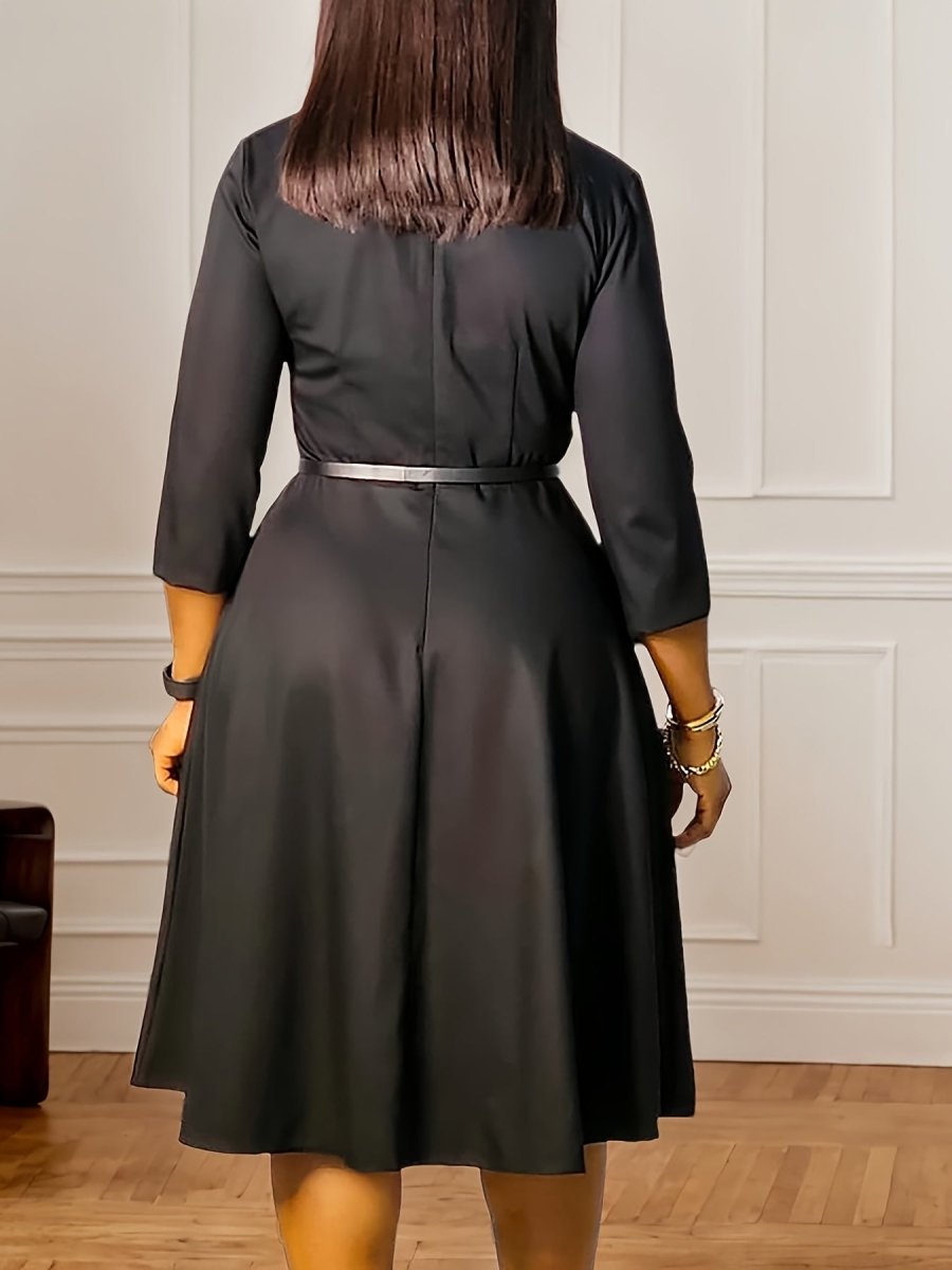 Elegant African Style Dress – High Waist Skirt with Matching Belt - Free Delivery Worldwide only at Flexi Africa