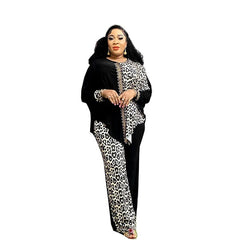 Elegant Autumn Matching Set: Long Sleeve O - neck Top and Pants for Plus Size Women - Free Delivery Worldwide only at Flexi Africa