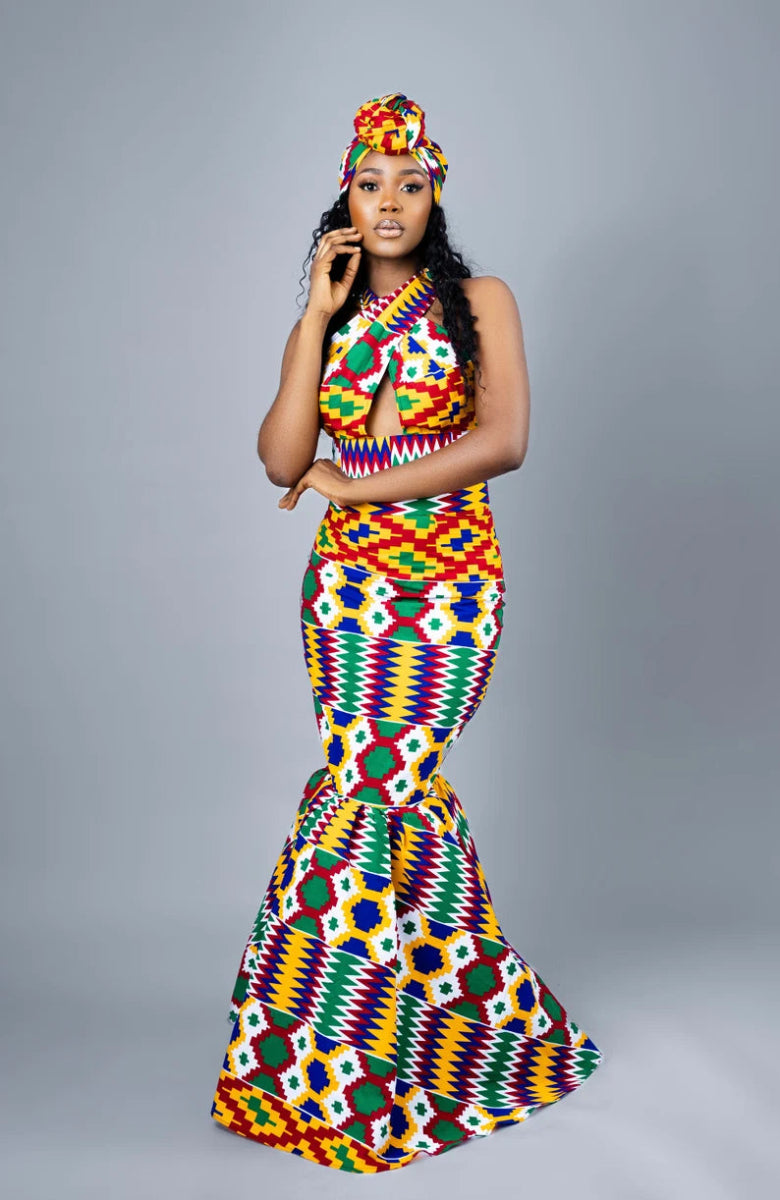 Elegant Chenai African Print Set | Kente & Ankara Clothing - Free Delivery Worldwide only at Flexi Africa