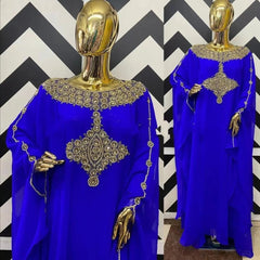 Elegant Dashiki Abaya for Women – Printed Maxi Bazin Dress with Batwing Sleeves - Free Delivery Worldwide at Flexi Africa