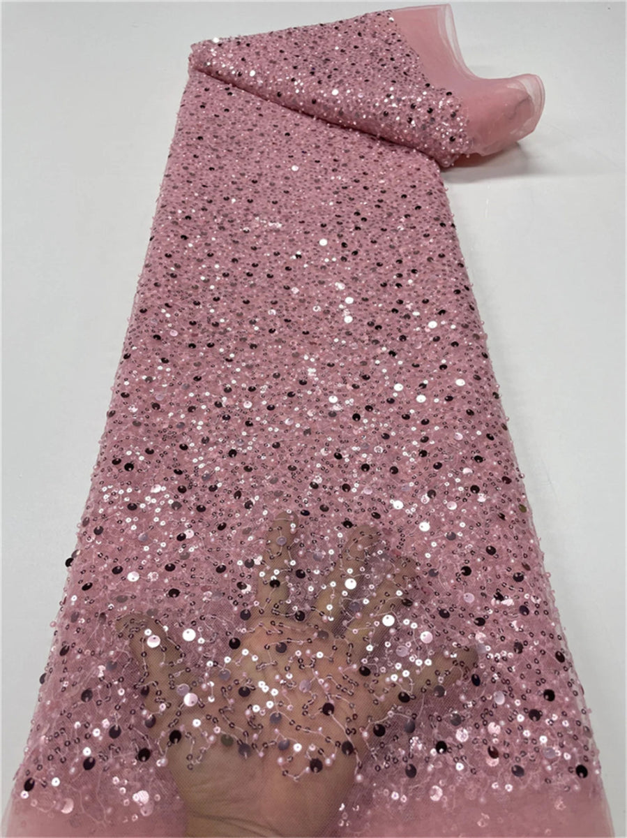 Elegant Lace Fabric – French Tulle Net with Sequins for Bridal and Special Gowns - Free Worldwide only at Flexi Africa