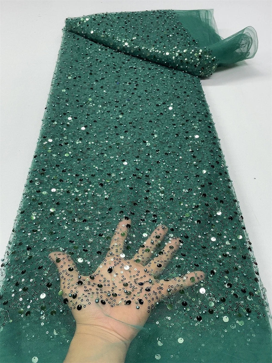 Elegant Lace Fabric – French Tulle Net with Sequins for Bridal and Special Gowns - Free Worldwide only at Flexi Africa