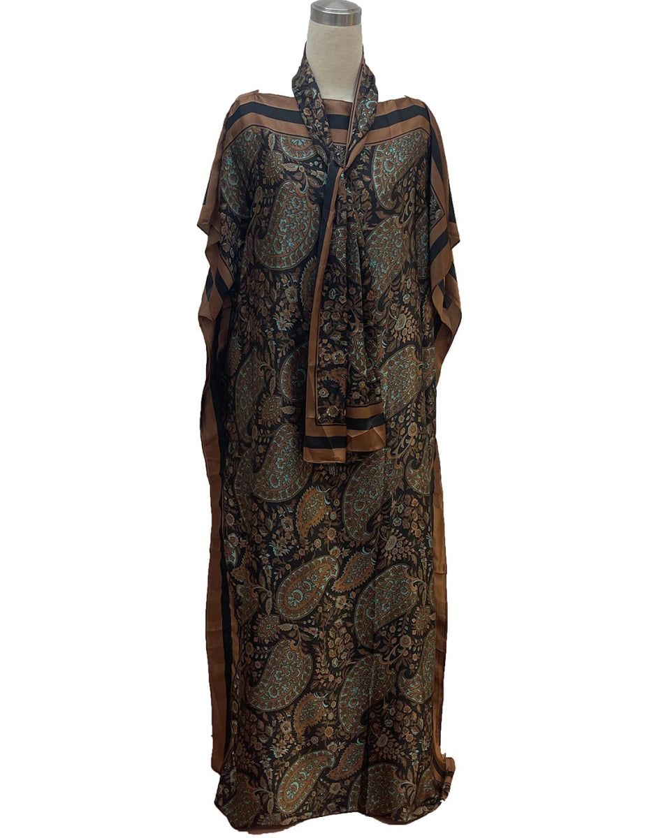 Elegant Plus - Size African Bohemian Silk Kaftan Dress – Loose - Fit Traditional Abaya - Free Delivery Worldwide only at Flexi Africa