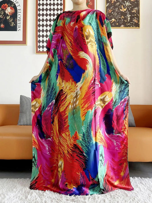 Elegant Printed Abayas: Soft, Loose-Fit Robes with Matching Scarves for Modern Muslim Women's Summer Fashion - Flexi Africa