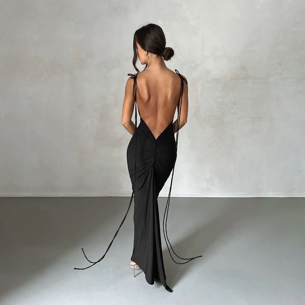 Elegant Summer Charm: Backless Maxi Dress for Women's Birthday and Party Celebrations - Flexi Africa - www.flexiafrica.com