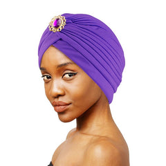 Elegant Women's Rhinestone Pleated Turban Hat - Free Delivery Worldwide only at Flexi Africa