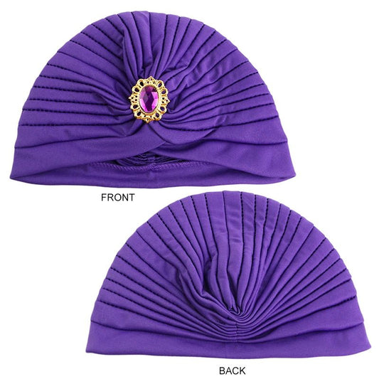 Elegant Women's Rhinestone Pleated Turban Hat - Free Delivery Worldwide only at Flexi Africa