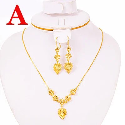 Ethiopian Heart Necklace & Earrings for Women - Elegant Bridal Dowry Jewelry - Free Delivery Worldwide only at Flexi Africa