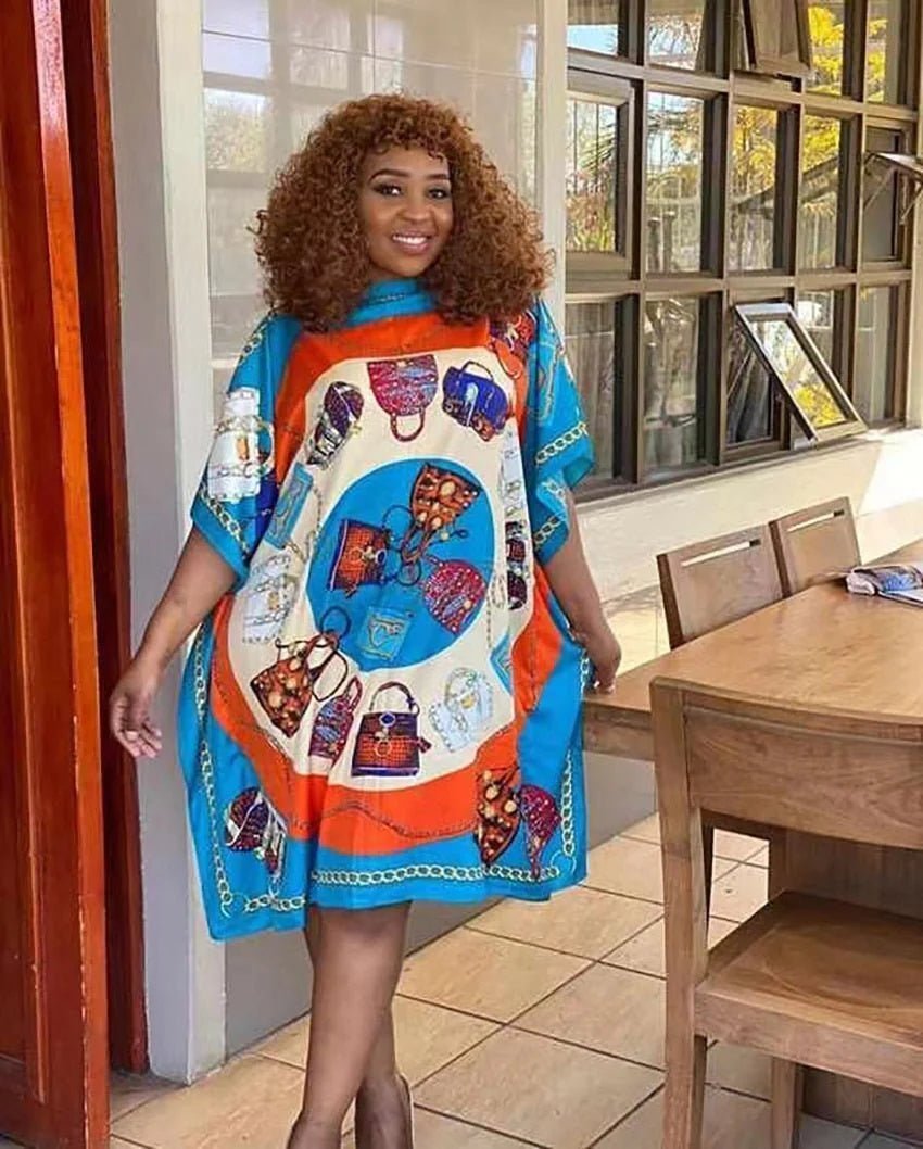 Exquisite African Fashion: Printed Kaftan Maxi Dresses for Effortless Style - Free Delivery Worldwide only at Flexi Africa