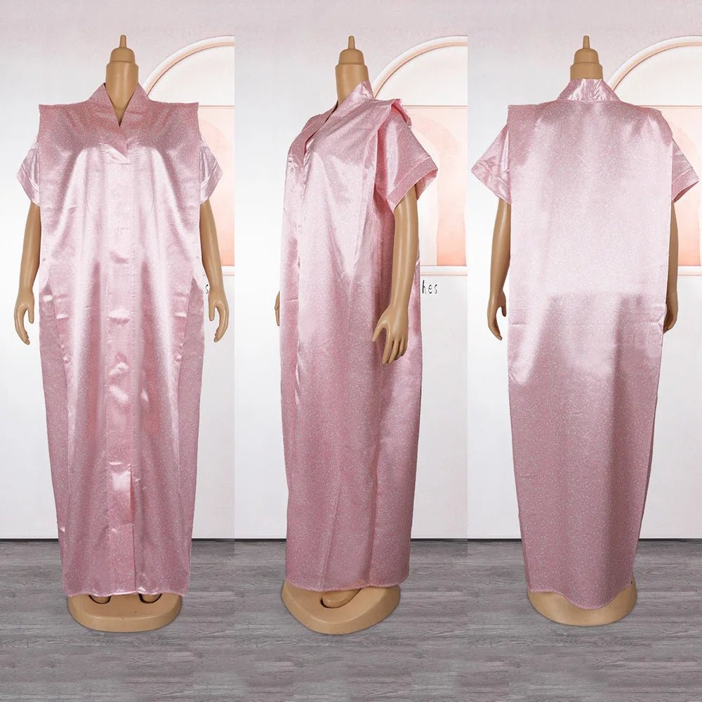 Fashion African Dresses for Woman V Neck Short Sleeve Straight Floor Length Elegant Ladies Birthday Party Dinner Vestidos Mujer - Free Delivery Worldwide only at Flexi Africa