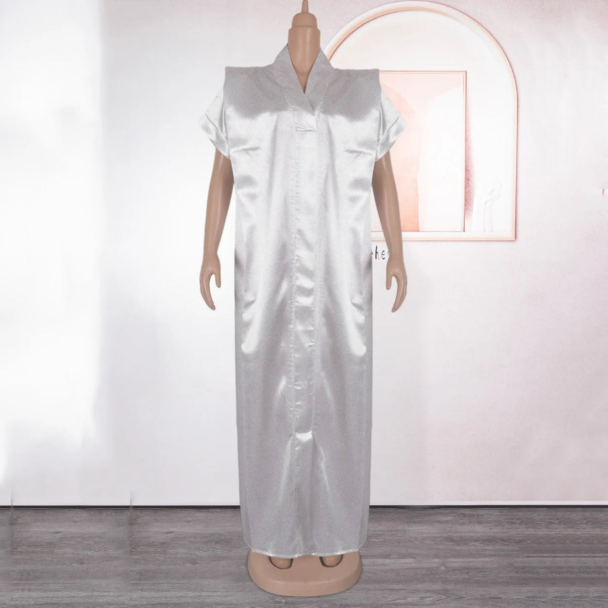 Fashion African Dresses for Woman V Neck Short Sleeve Straight Floor Length Elegant Ladies Birthday Party Dinner Vestidos Mujer - Free Delivery Worldwide only at Flexi Africa