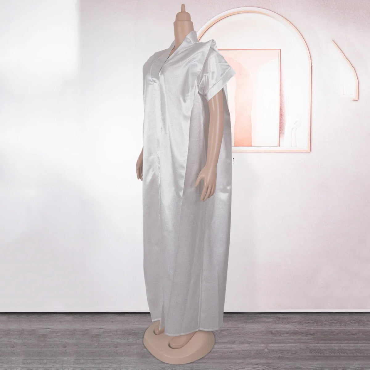 Fashion African Dresses for Woman V Neck Short Sleeve Straight Floor Length Elegant Ladies Birthday Party Dinner Vestidos Mujer - Free Delivery Worldwide only at Flexi Africa