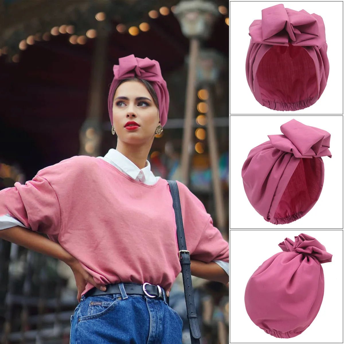 Fashion African - style headgear, women's headdresses, Muslim - style soft Hijab, monochromatic colored mirror hats in Muslim style - Free Delivery Worldwide only at Flexi Africa