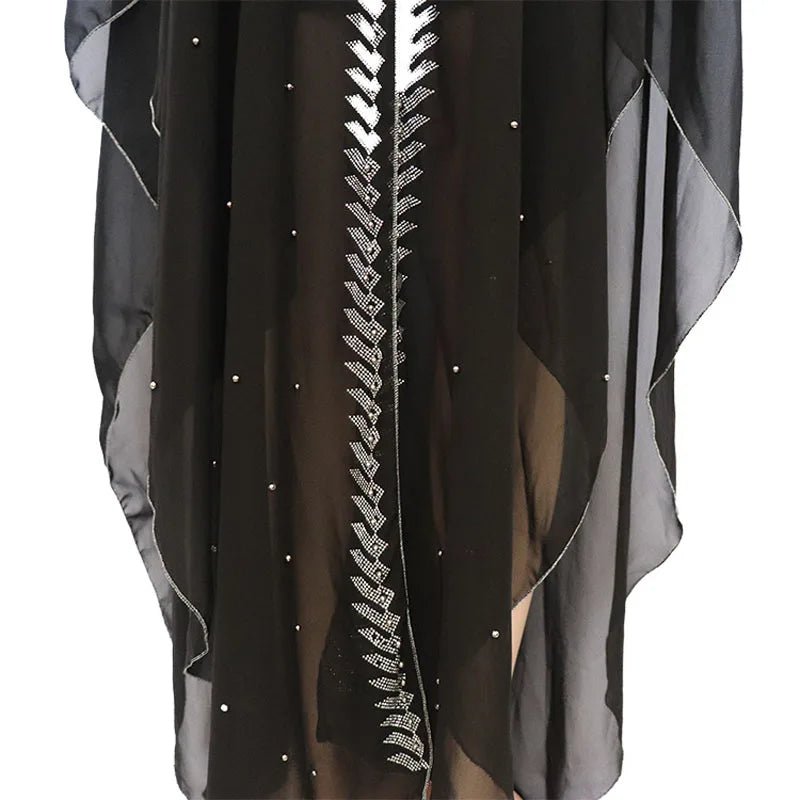 Femme Diamonds Chiffon African Dresses for Women 2024 Hooded Traditional Clothing Dubai Abaya Kaftan Africa Dashiki Robe Gown - Free Delivery Worldwide only at Flexi Africa