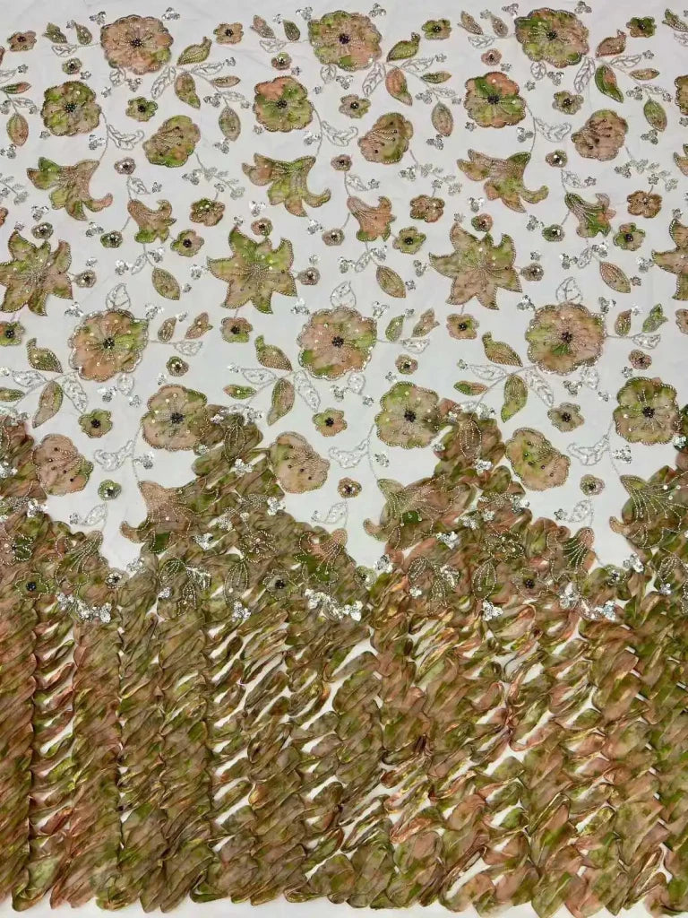 Flower Fabric Nigerian African Fabric for Couture Sewing – Wedding, Evening & Prom Dress - Free Delivery Worldwide