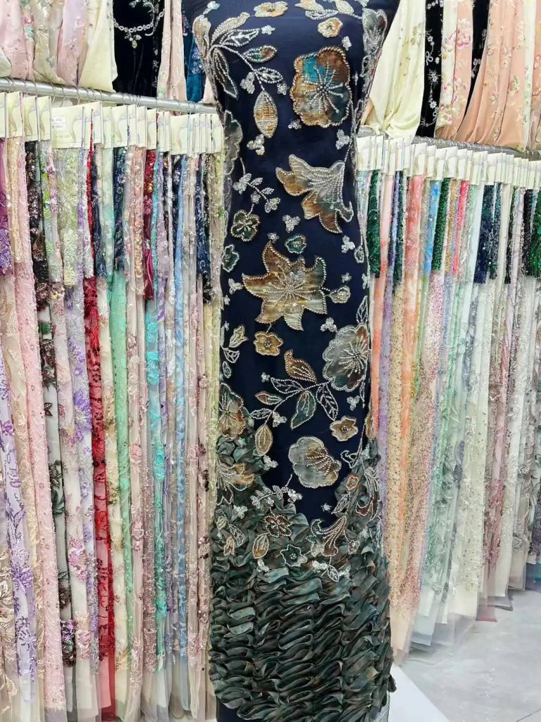 Flower Fabric Nigerian African Fabric for Couture Sewing – Wedding, Evening & Prom Dress - Free Delivery Worldwide