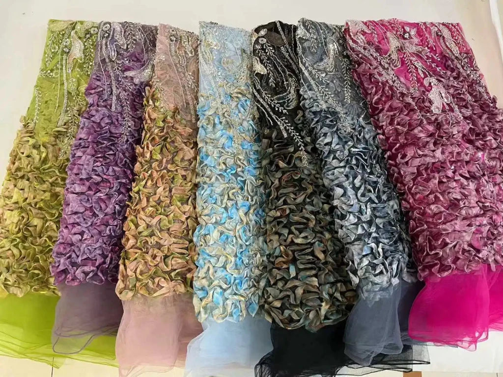 Flower Fabric Nigerian African Fabric for Couture Sewing – Wedding, Evening & Prom Dress - Free Delivery Worldwide