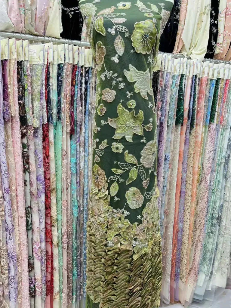 Flower Fabric Nigerian African Fabric for Couture Sewing – Wedding, Evening & Prom Dress - Free Delivery Worldwide