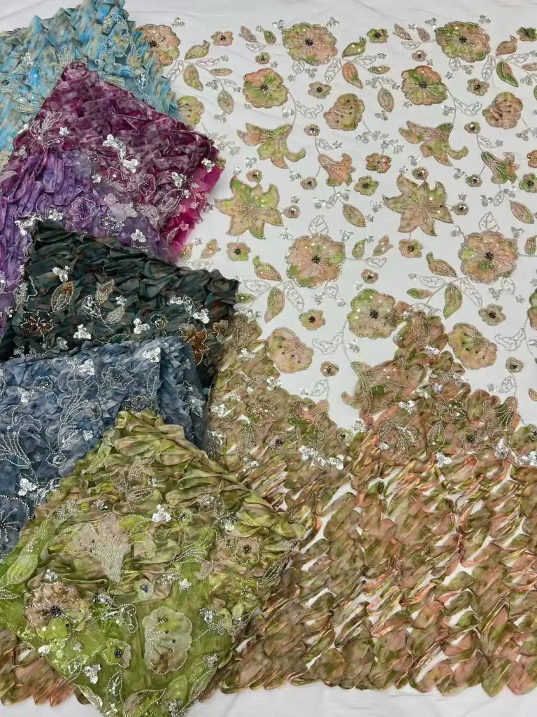 Flower Fabric Nigerian African Fabric for Couture Sewing – Wedding, Evening & Prom Dress - Free Delivery Worldwide