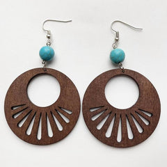 Handmade Zinc Alloy Geometric Wood Earrings - Trendy African Jewelry for Women - Flexi Africa offers Free Delivery Worldwide