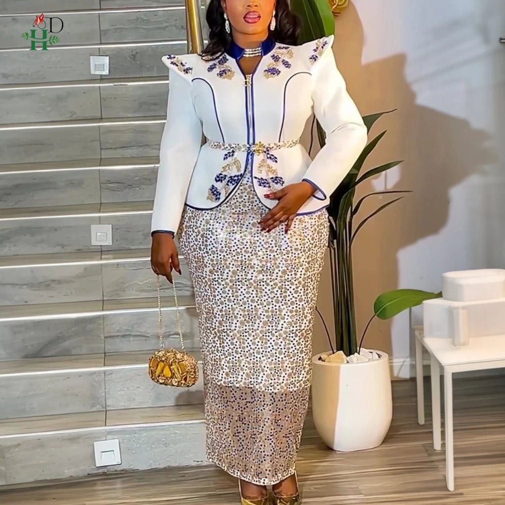 H&D African dresses for woman Turkey dress Sequin Diamond Robe Africaine African clothing Fashion Boubou Africain femme 2026 New - Free Delivery Worldwide only at Flexi Africa