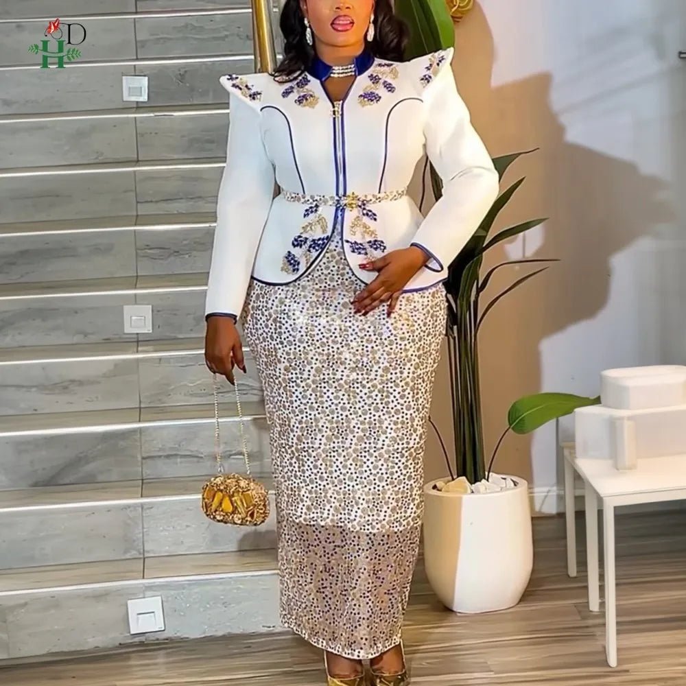 H&D African dresses for woman Turkey dress Sequin Diamond Robe Africaine African clothing Fashion Boubou Africain femme 2026 New - Free Delivery Worldwide only at Flexi Africa